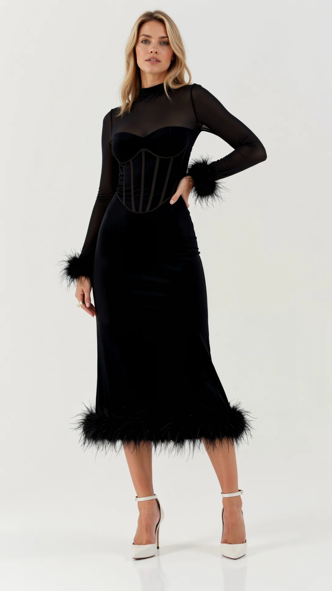 Sabine Black Midi Dress - Nurns