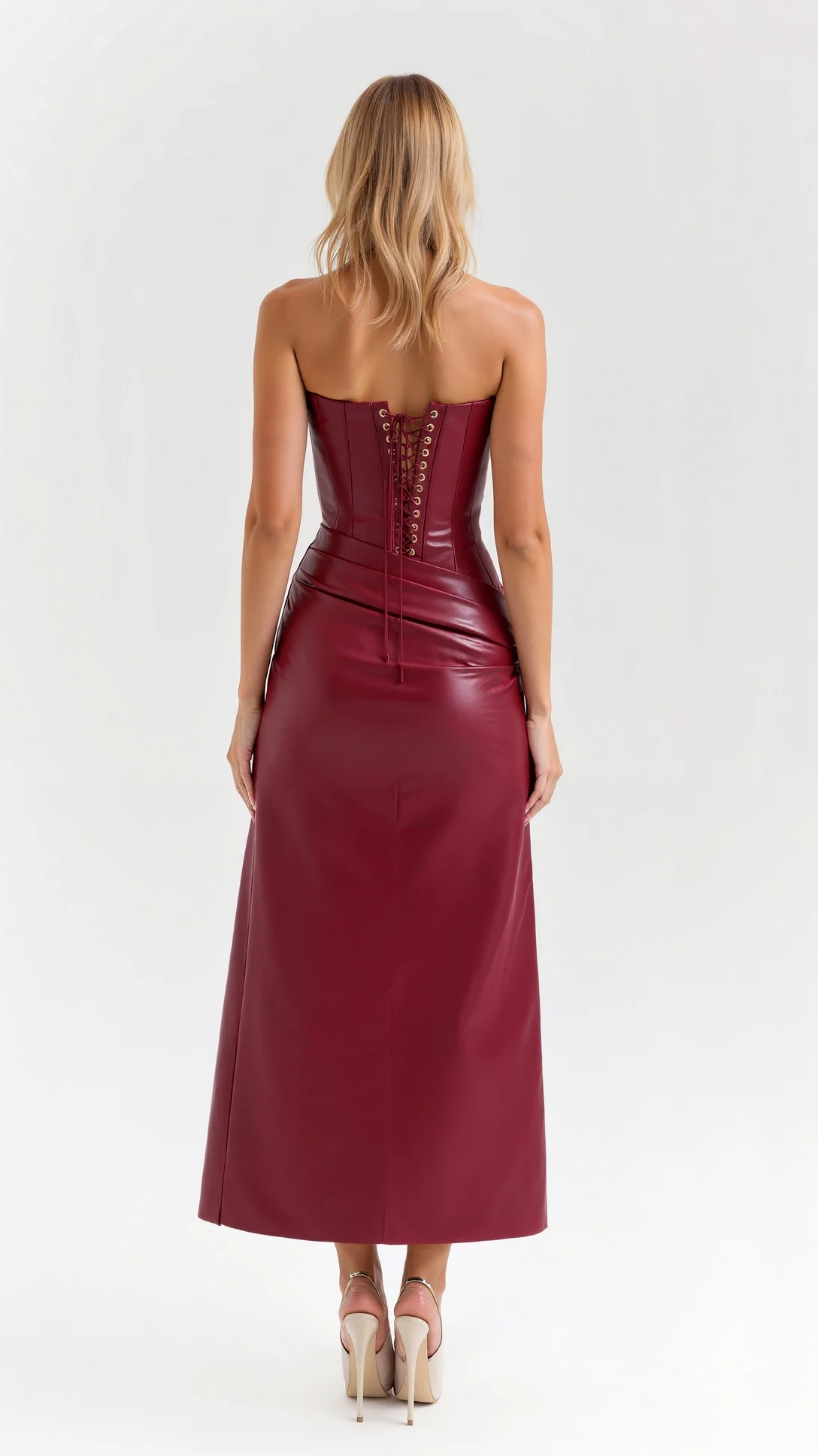 Elara Vegan Leather Midi Dress - Nurns