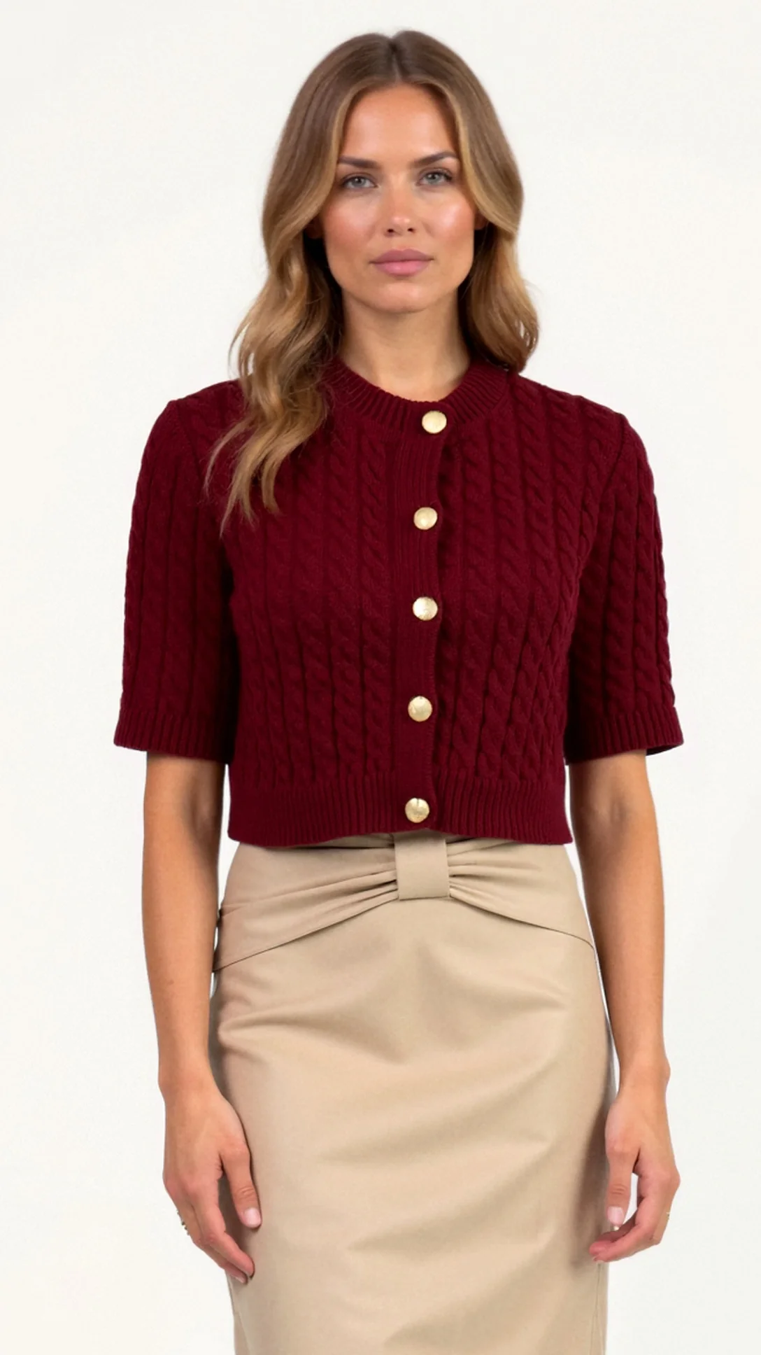 Faith Cropped Knitted Cardigan - Nurns