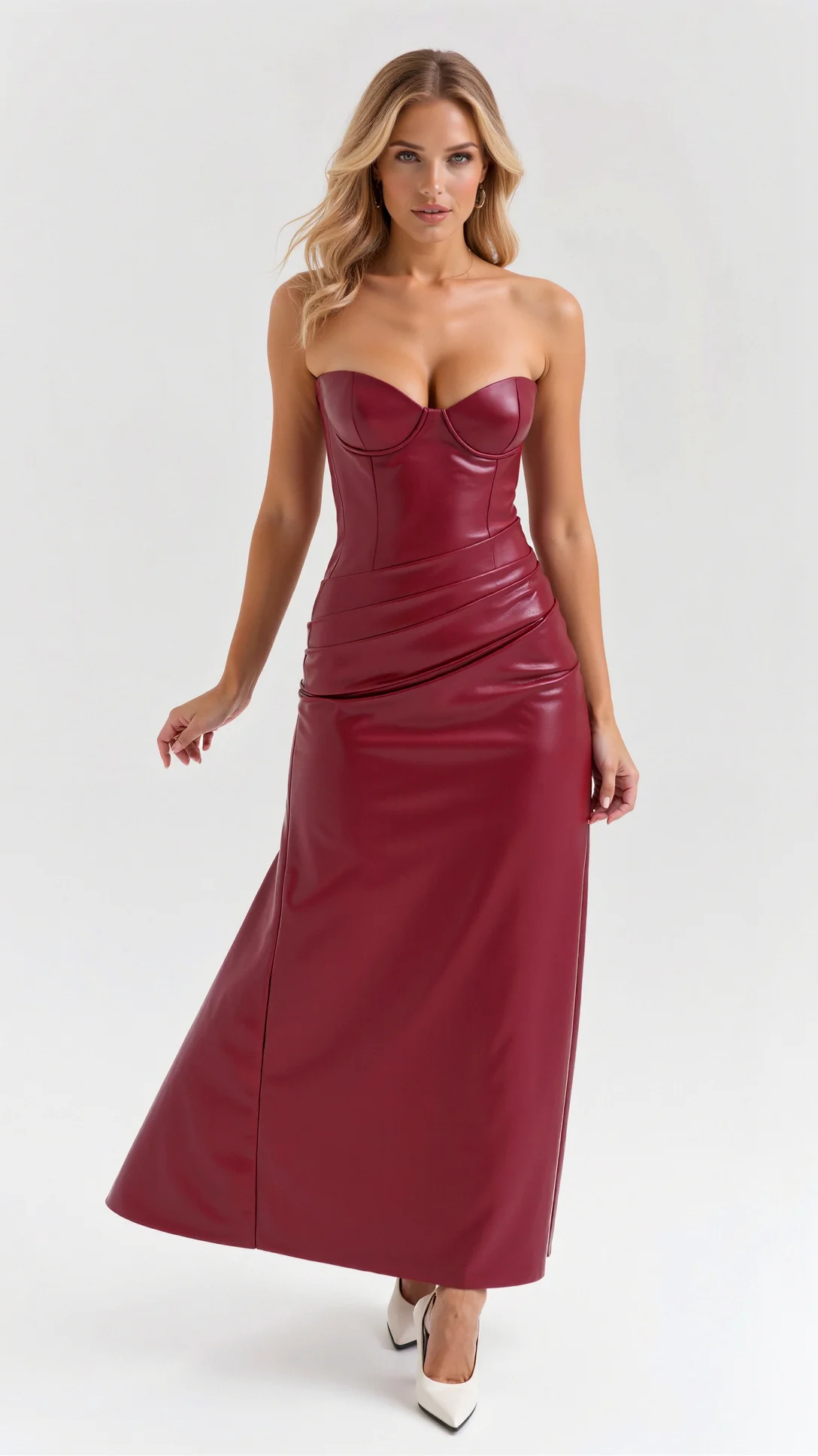 Elara Vegan Leather Midi Dress - Nurns