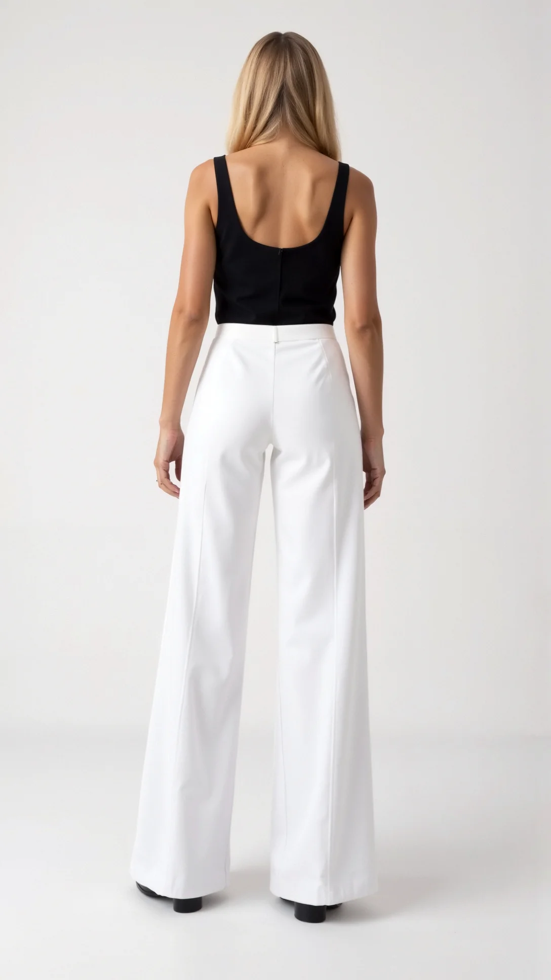 Brooke White Mid Waist Baggy Trousers - Nurns