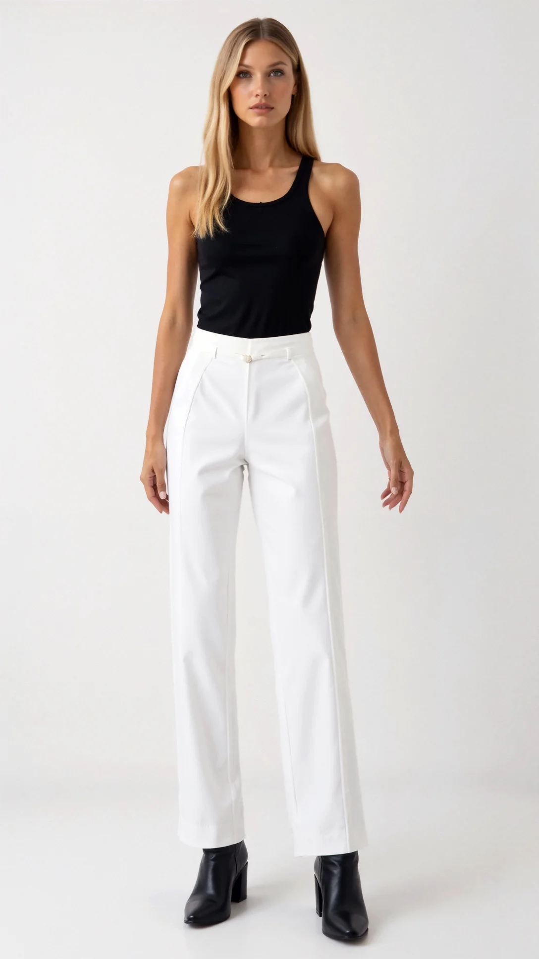 Brooke White Mid Waist Baggy Trousers - Nurns