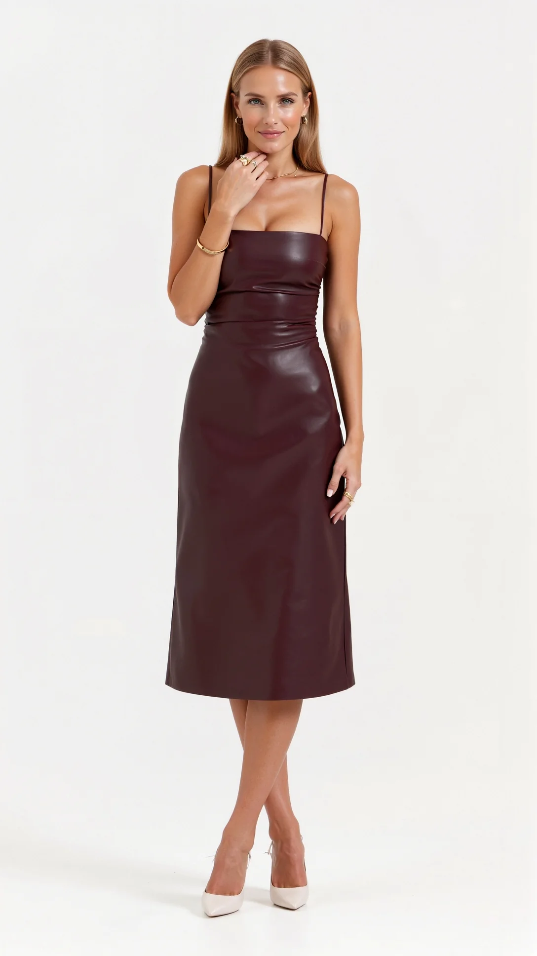 Camellia Vegan Leather Midi Dress - Nurns