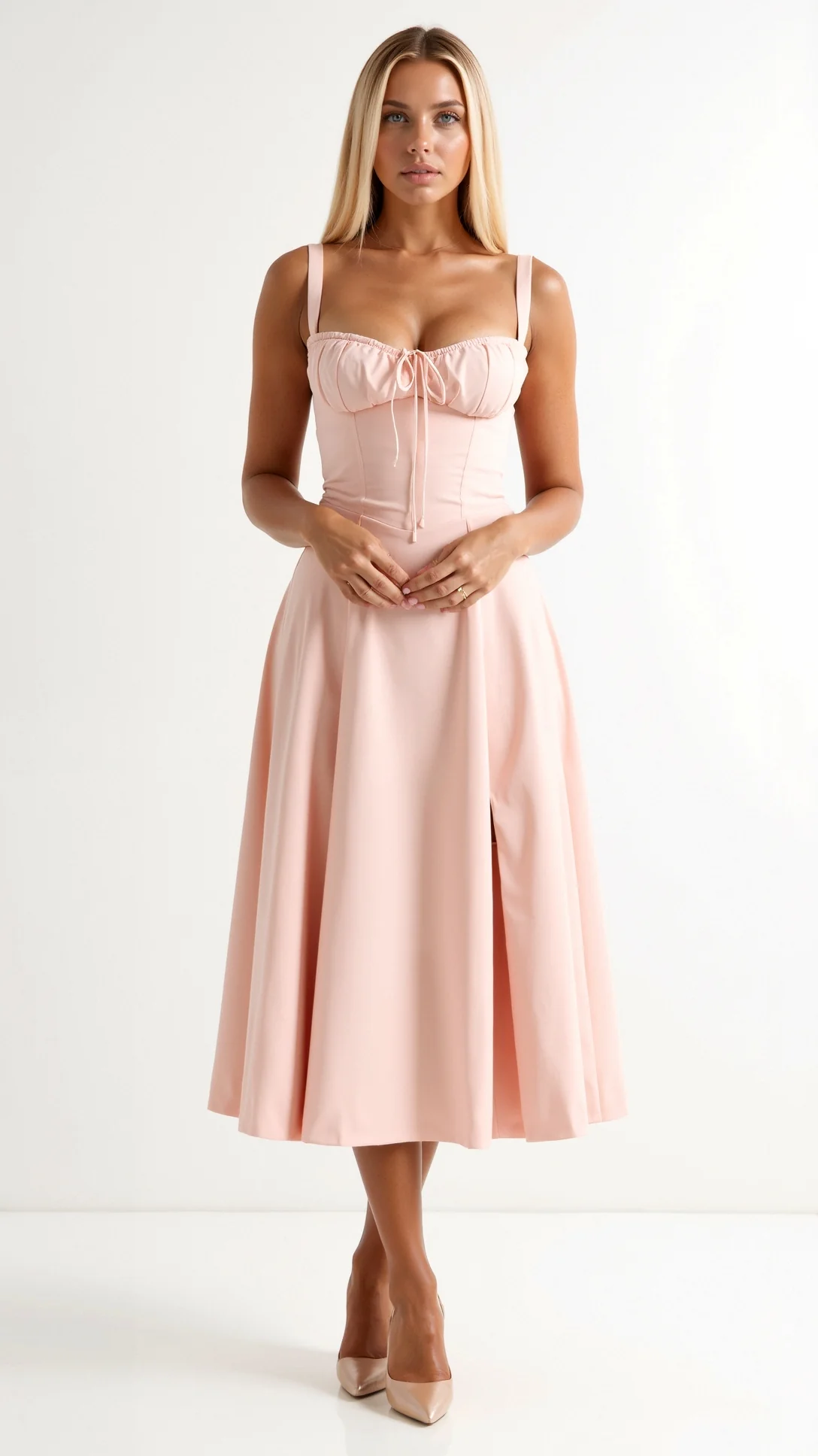 Jade Lace Up Midi Dress - Nurns