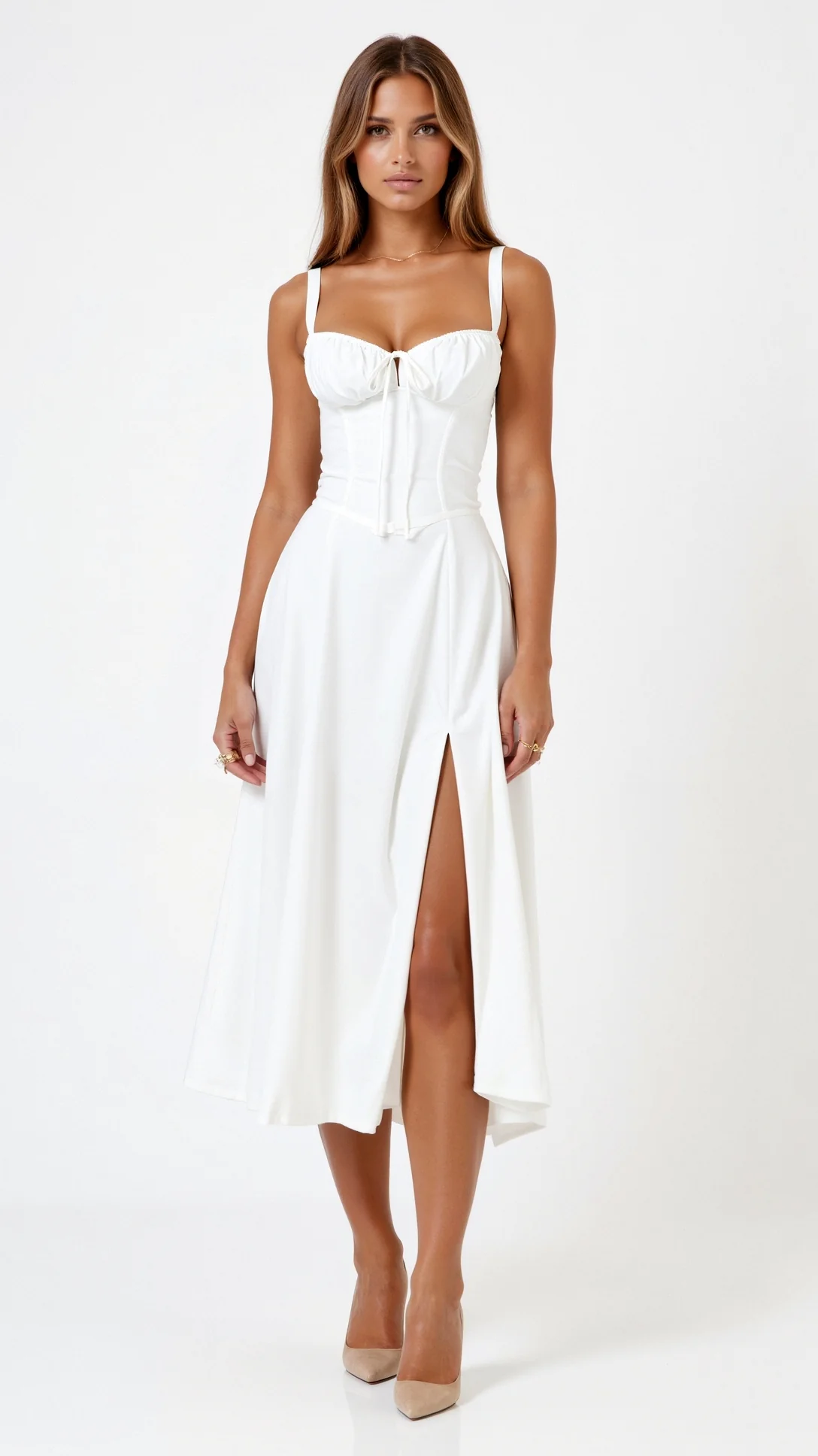 Jade Lace Up Midi Dress - Nurns