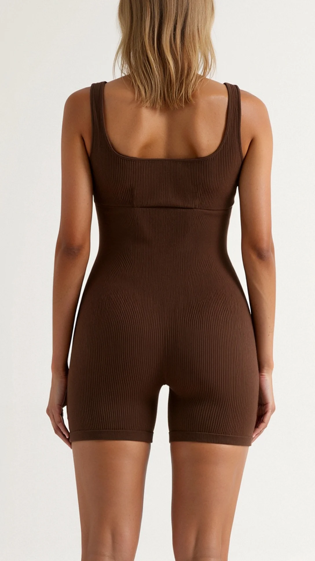 Ribbed Square Neck Briefs Bodysuit - Nurns