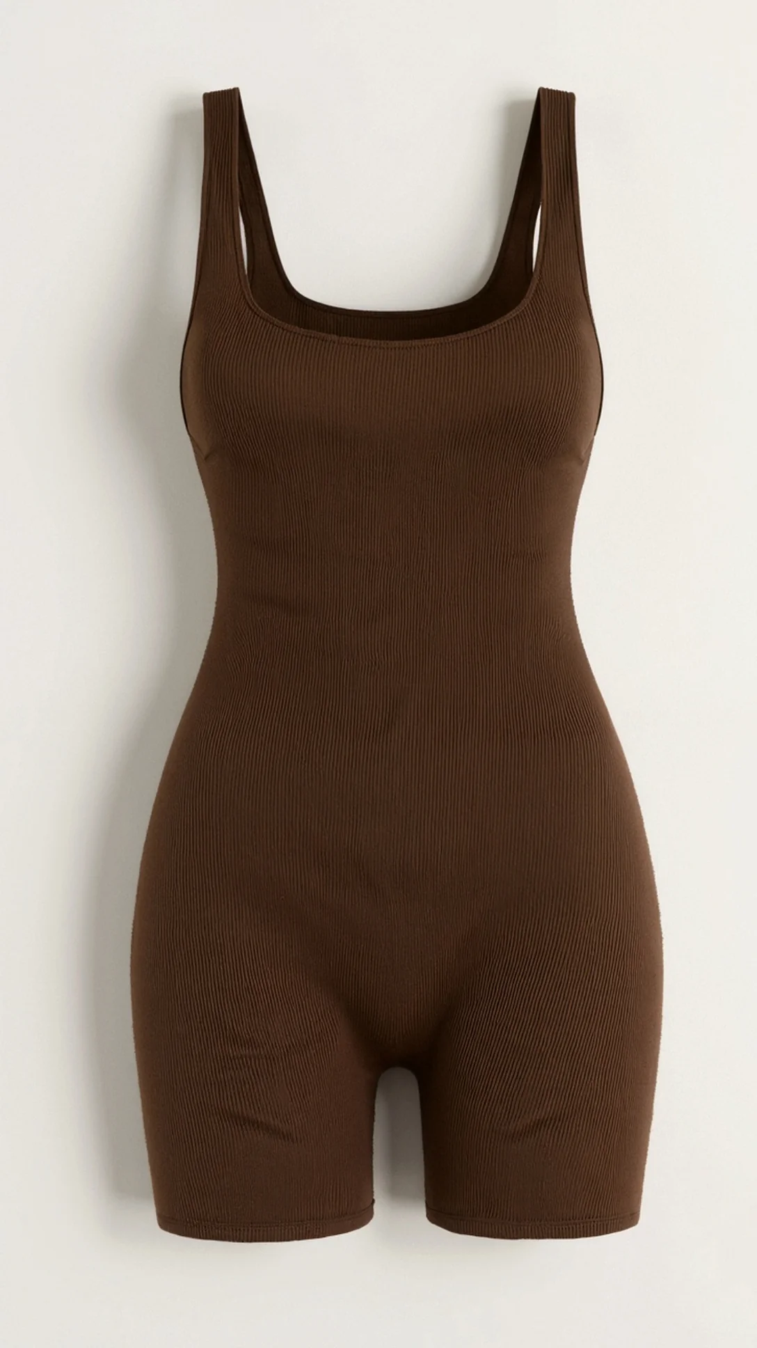 Ribbed Square Neck Briefs Bodysuit - Nurns
