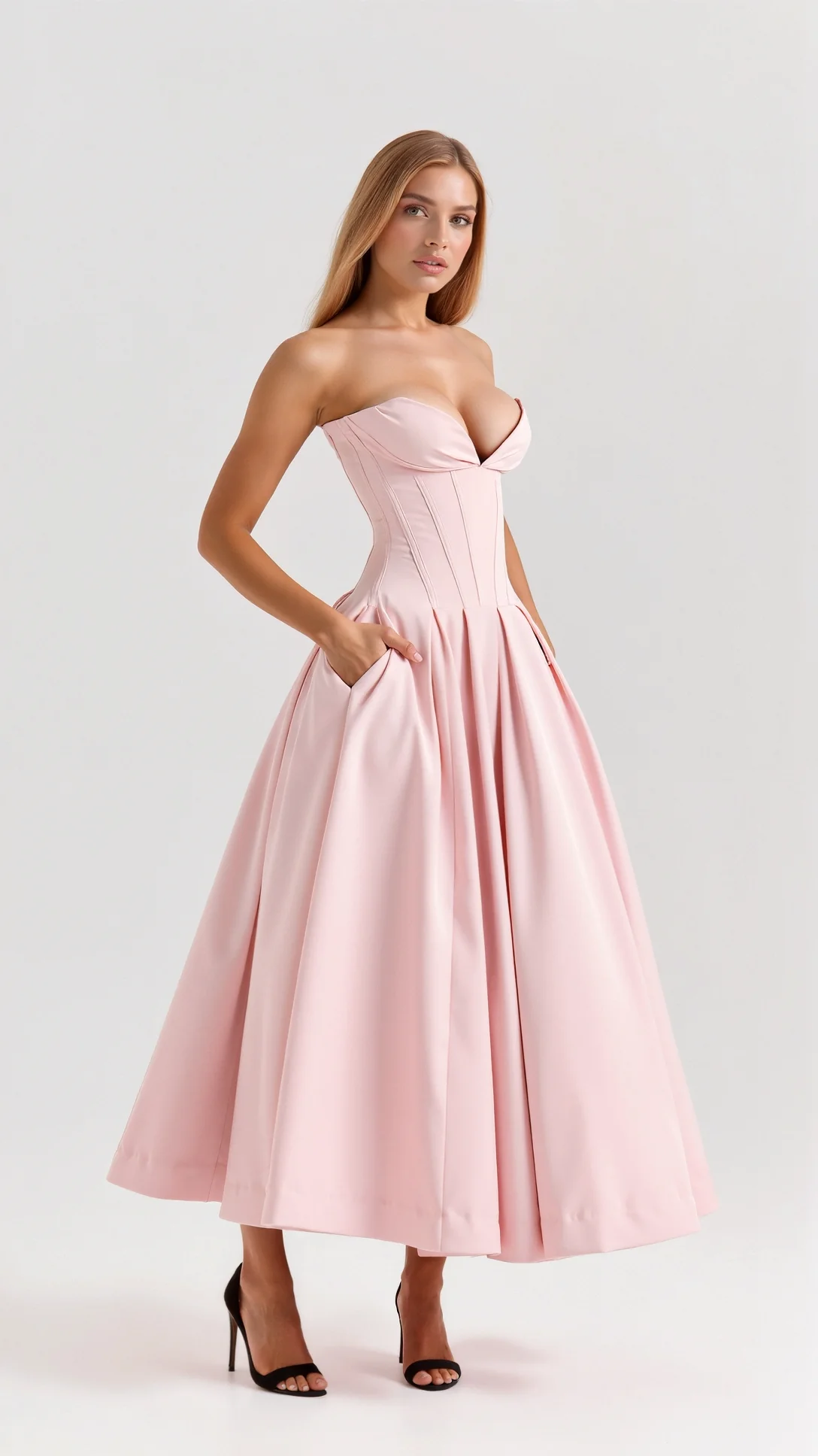 Celestia Strapless Midi Dress - Nurns