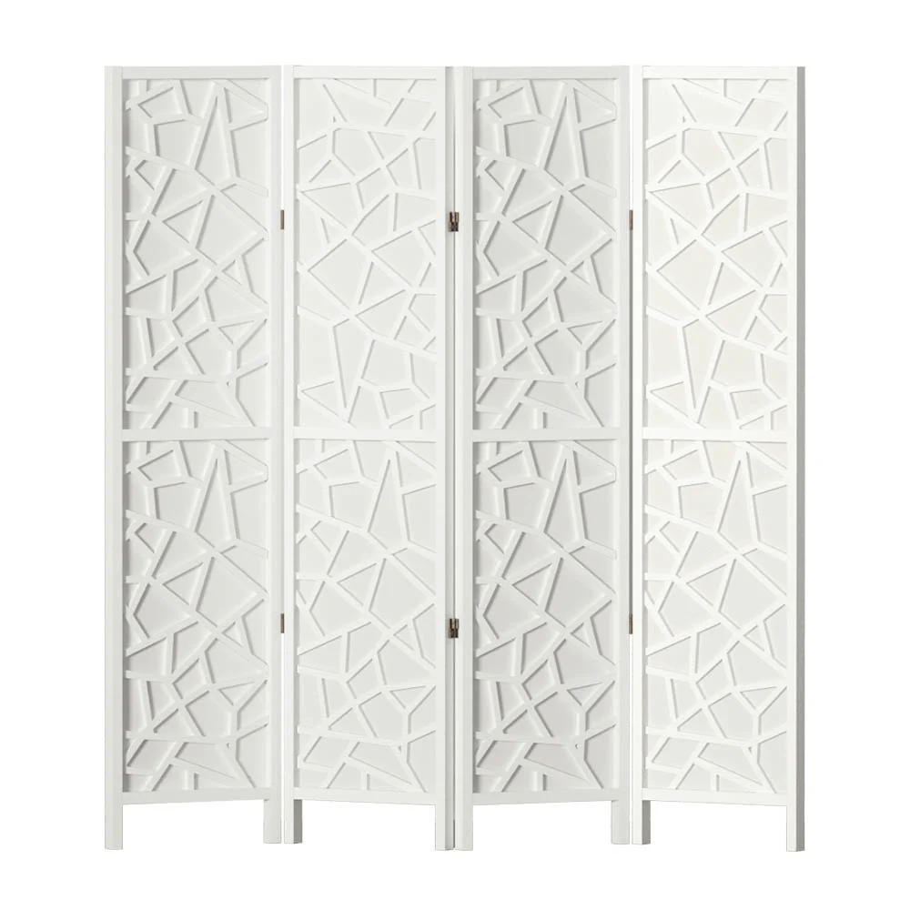 4 Panel Room Divider Screen 162x170cm - White - Nurns