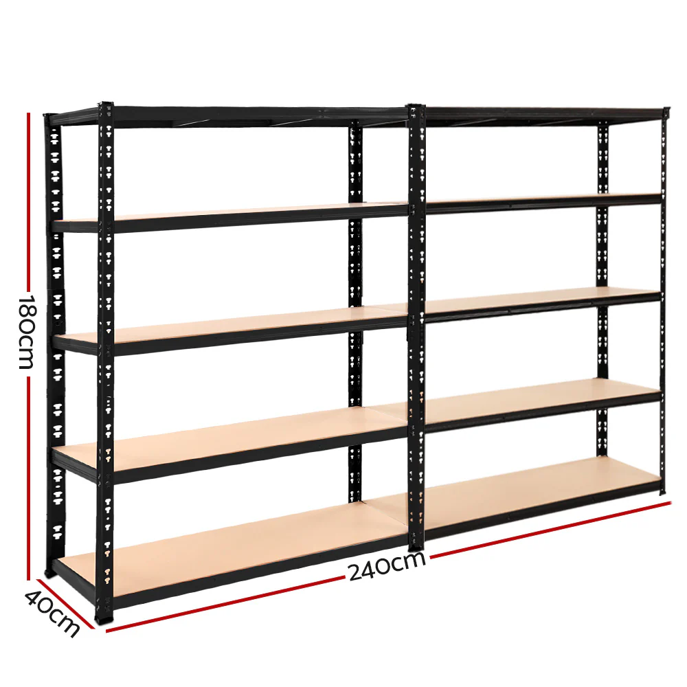 2.4MX1.8M Garage Shelving Warehouse Rack Pallet Racking Storage Steel Black - Nurns