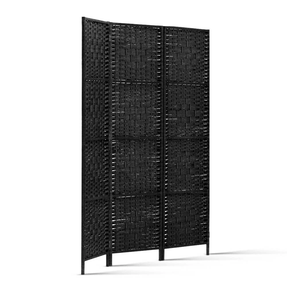 3 Panel Room Divider Screen 123x170cm Woven - Black - Nurns