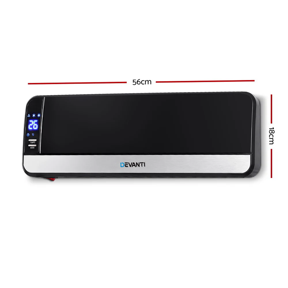 2000W Wall Mounted Panel Heater - Black - Nurns