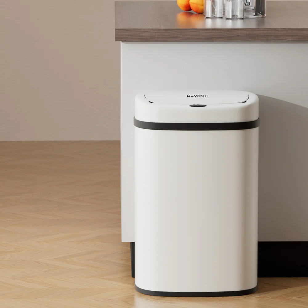 50L Sensor Bin Motion Rubbish Automatic - White - Nurns