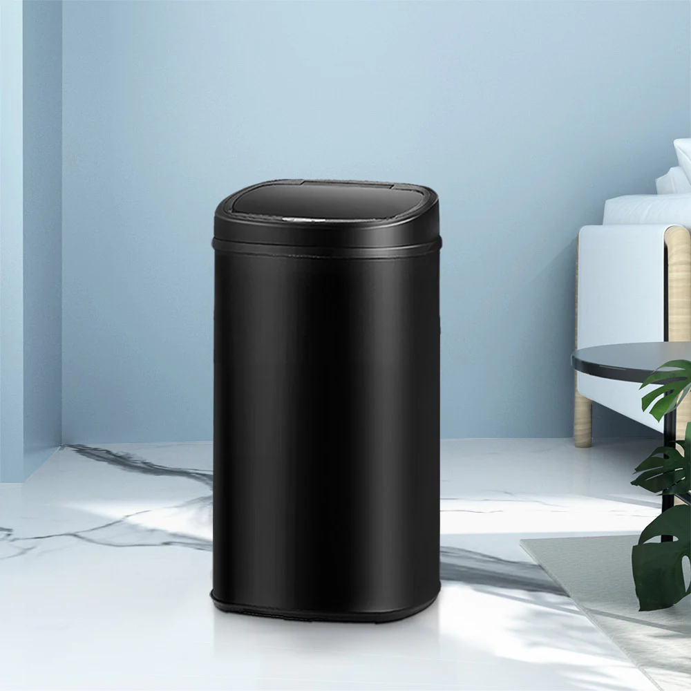 58L Motion Sensor Rubbish Bin - Black - Nurns