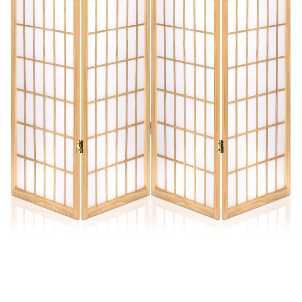 4 Panel Room Divider Screen 174x179cm - Natural - Nurns