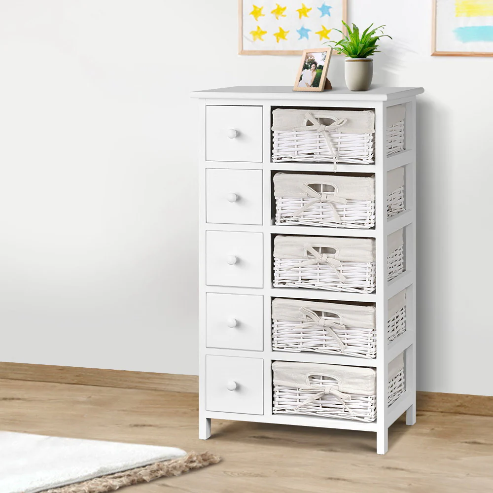 5 Basket Storage Drawers - White - Nurns