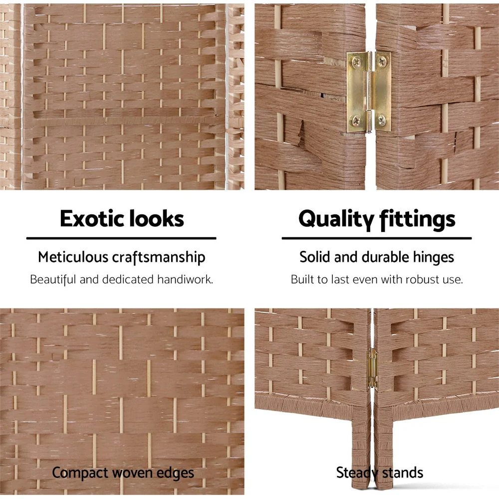 4 Panel Room Divider Screen 163x170cm Woven - Natural - Nurns