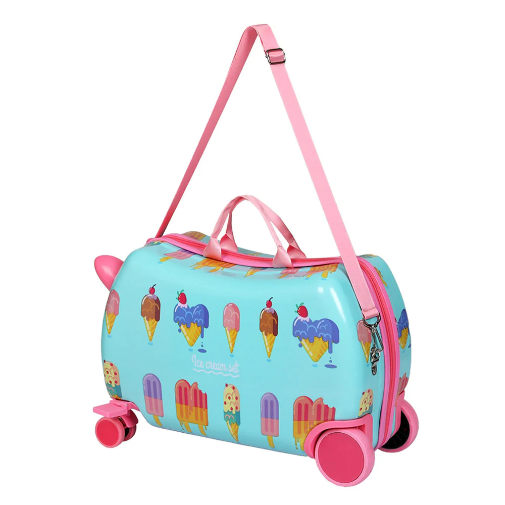 17inch Kids Ride On Luggage Children Suitcase Trolley Travel - Ice Cream - Nurns