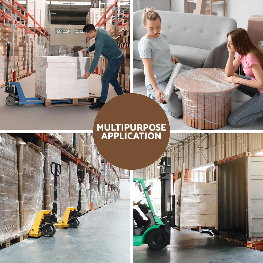 500mm x 400m Stretch Film Pallet Shrink Wrap 2 Rolls Package Use Plastic - Clear - Nurns