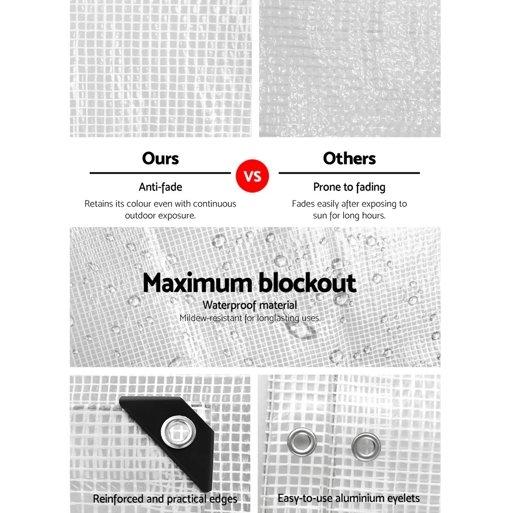 4x6m Tarp Camping Tarps Poly Tarpaulin Heavy Duty Cover 135gsm Clear - Nurns