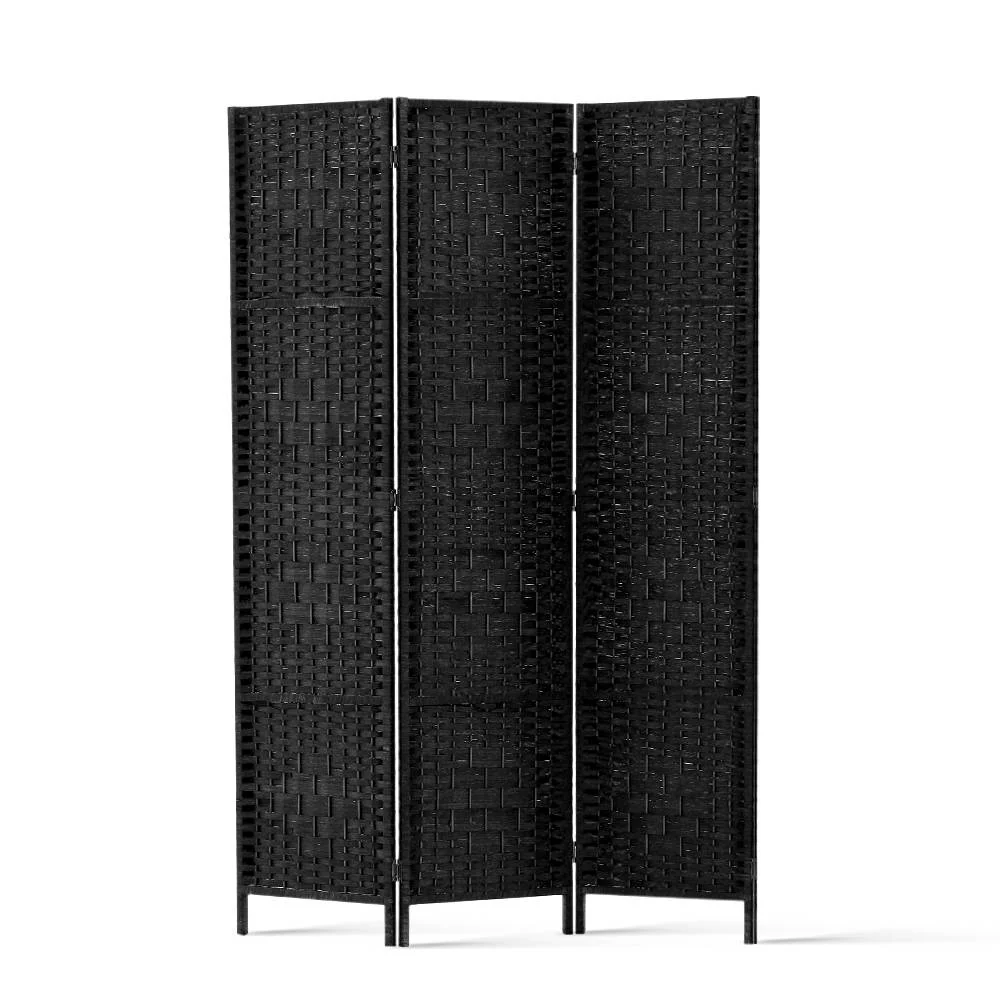 3 Panel Room Divider Screen 123x170cm Woven - Black - Nurns
