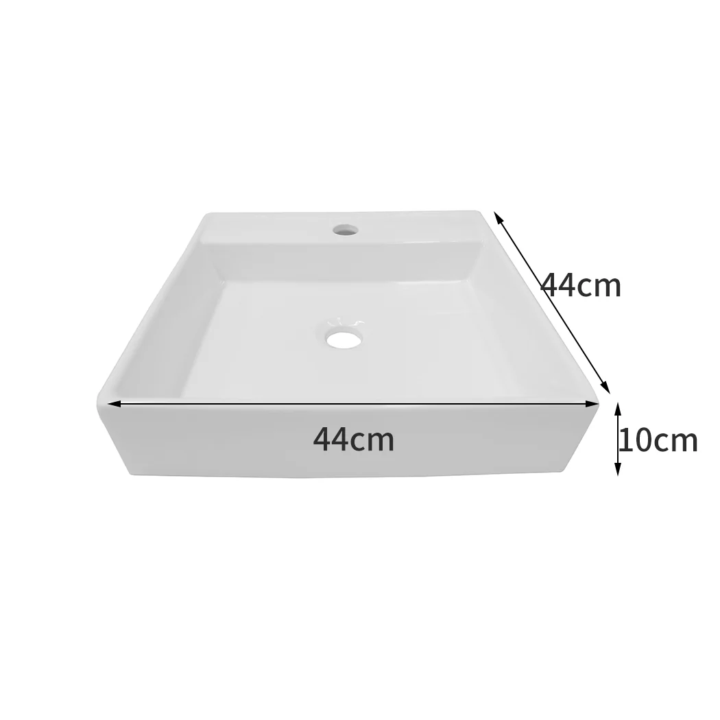 44x44cm Ceramic Basin Bathroom Wash Counter - Square - Nurns
