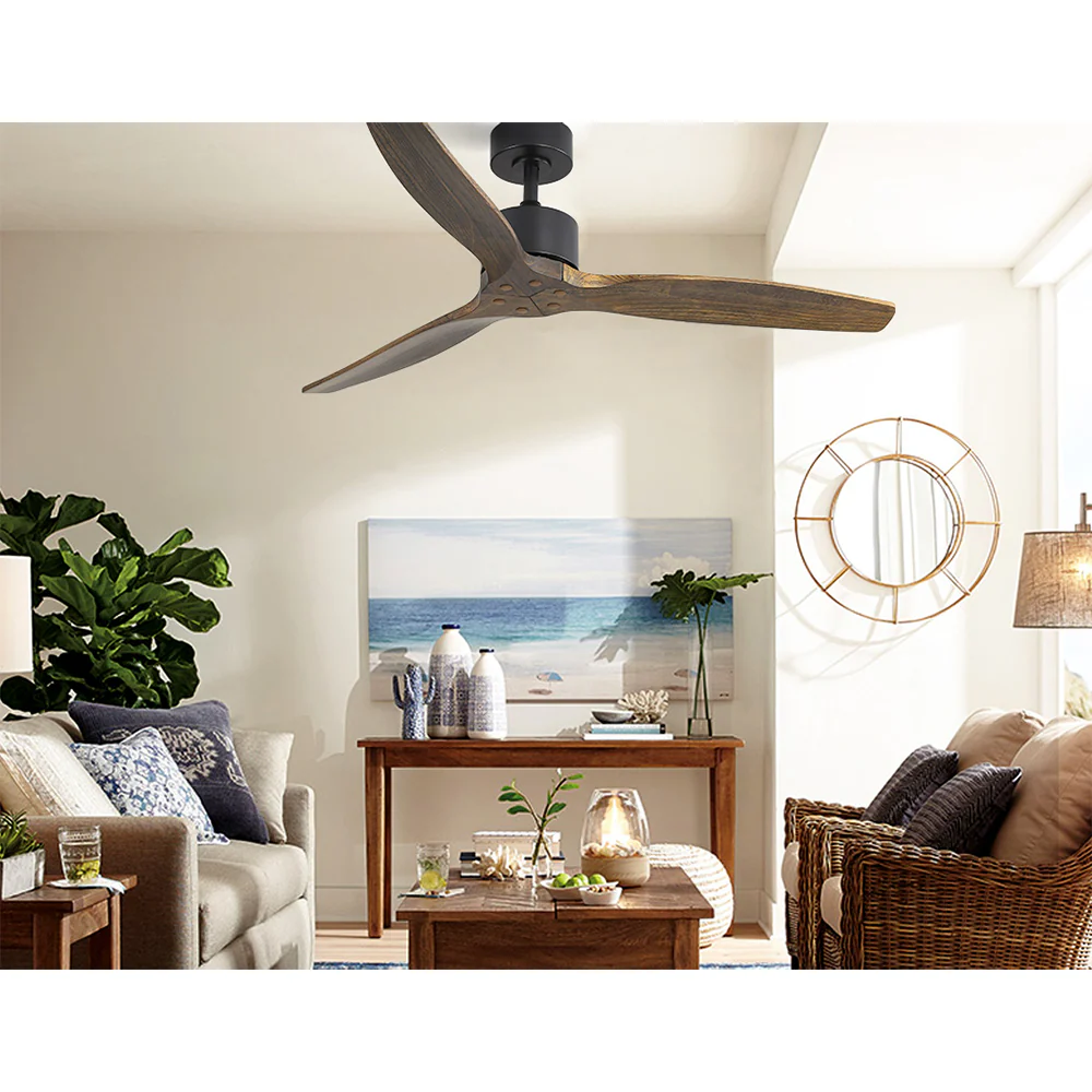 52'' Ceiling Fan With Remote Control Fans 3 Wooden Blades Timer 1300mm - Nurns