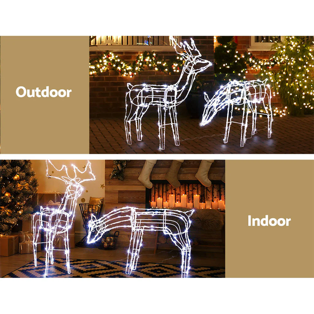2-Pieces Christmas Lights Reindeers 200 LED Decorations - Nurns