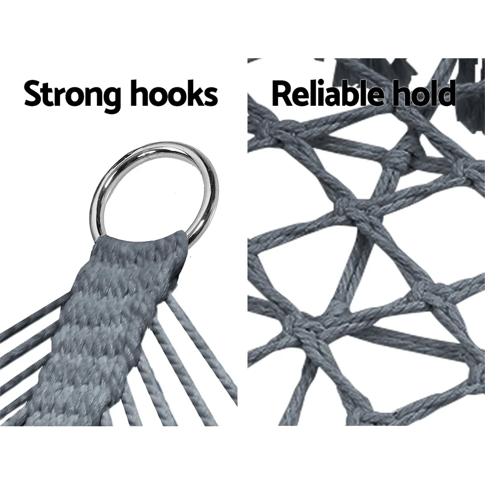 2-Seater Hammock Chair Outdoor Portable Camping Hammocks - Grey - Nurns