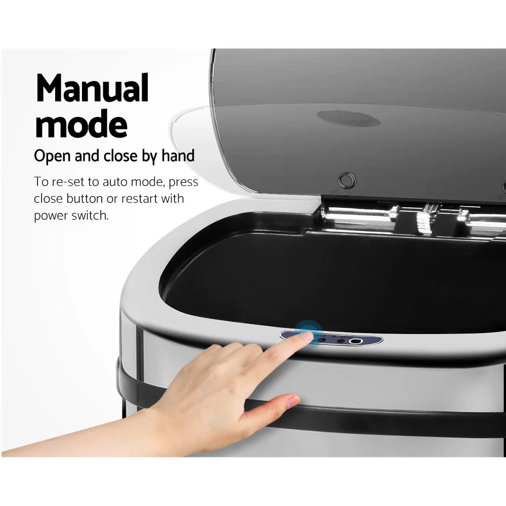 50L Stainless Steel Motion Sensor Rubbish Bin - Nurns