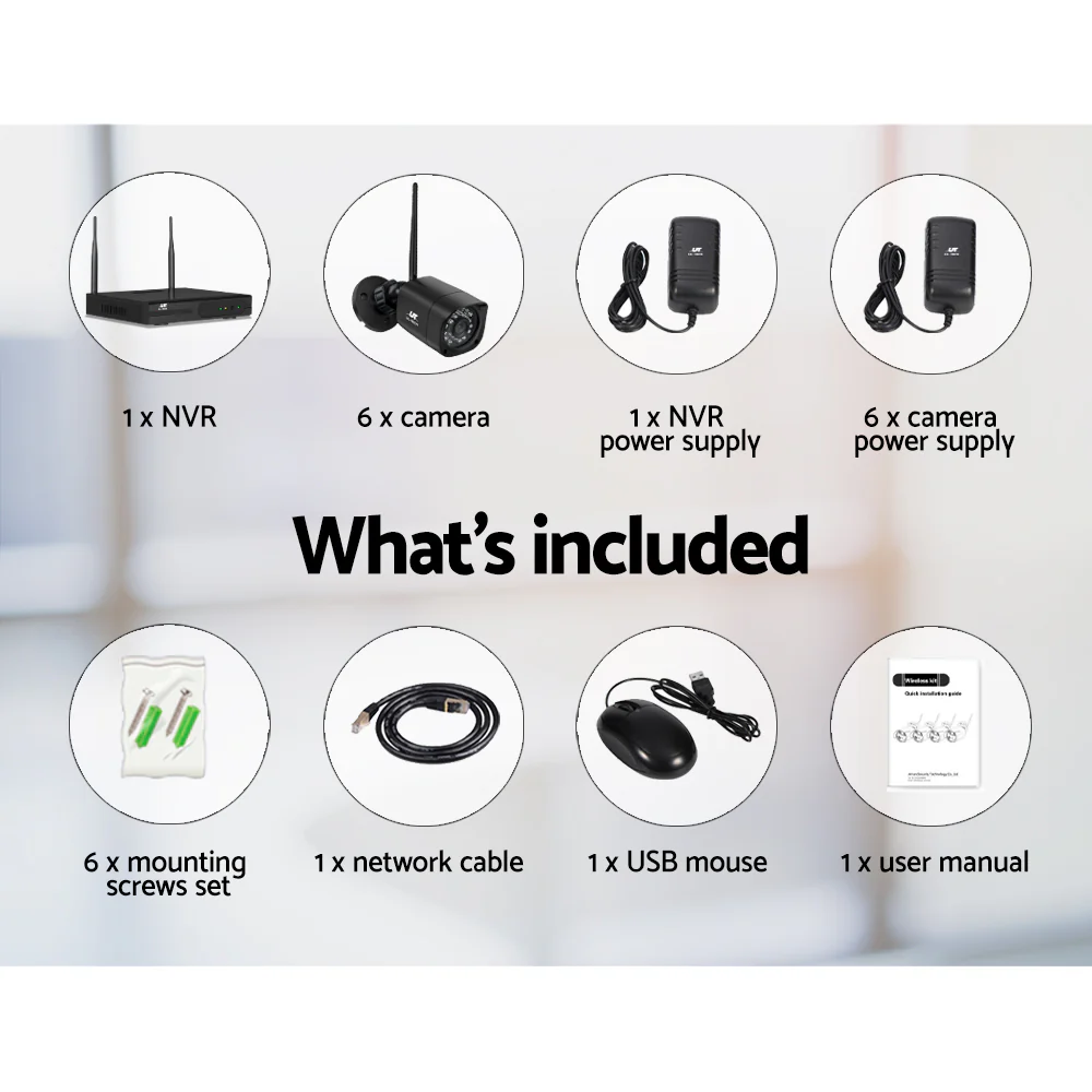 3MP 8CH NVR Wireless 6 Security Cameras Set - Nurns