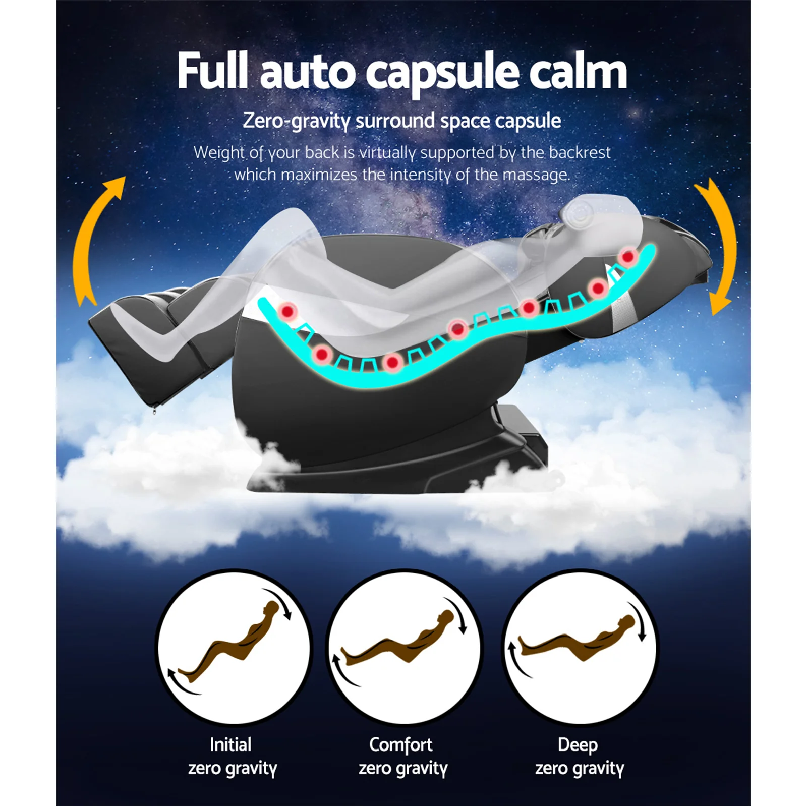 150W Electric Massage Chair - Black - Nurns