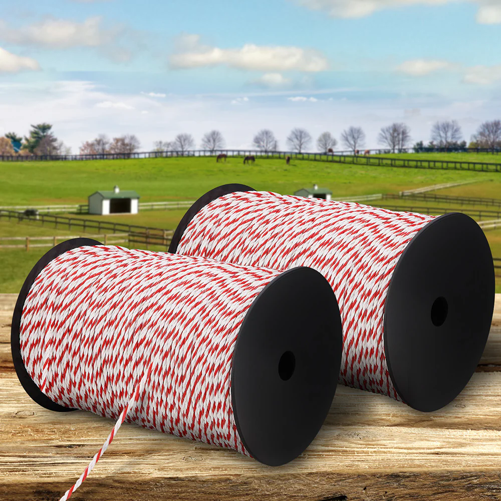 1000m Electric Fence Wire Tape Poly Stainless Steel Temporary Fencing Kit - Nurns