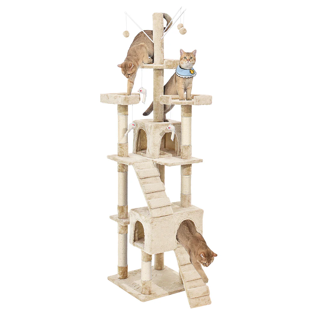 2.1M Cat Scratching Post Tree Gym House Condo Furniture Scratcher Tower - Nurns
