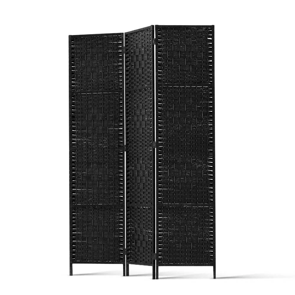 3 Panel Room Divider Screen 123x170cm Woven - Black - Nurns