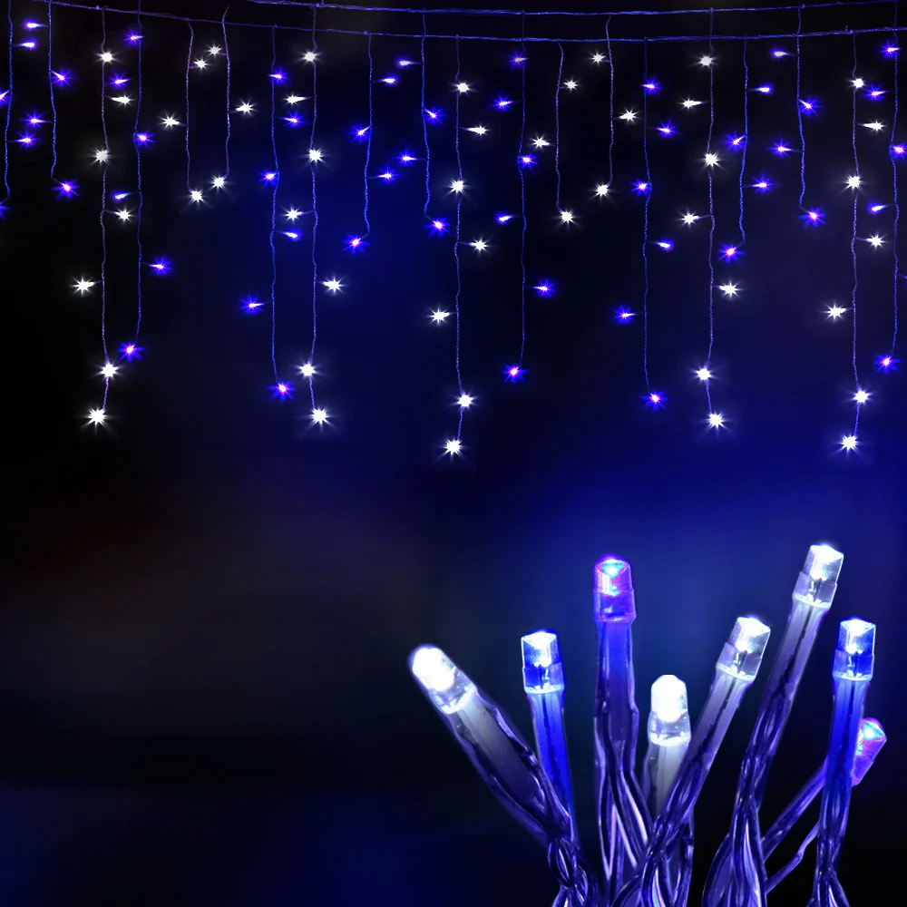 20M Christmas Lights Icicle Light 800 LED - Blue White - Nurns