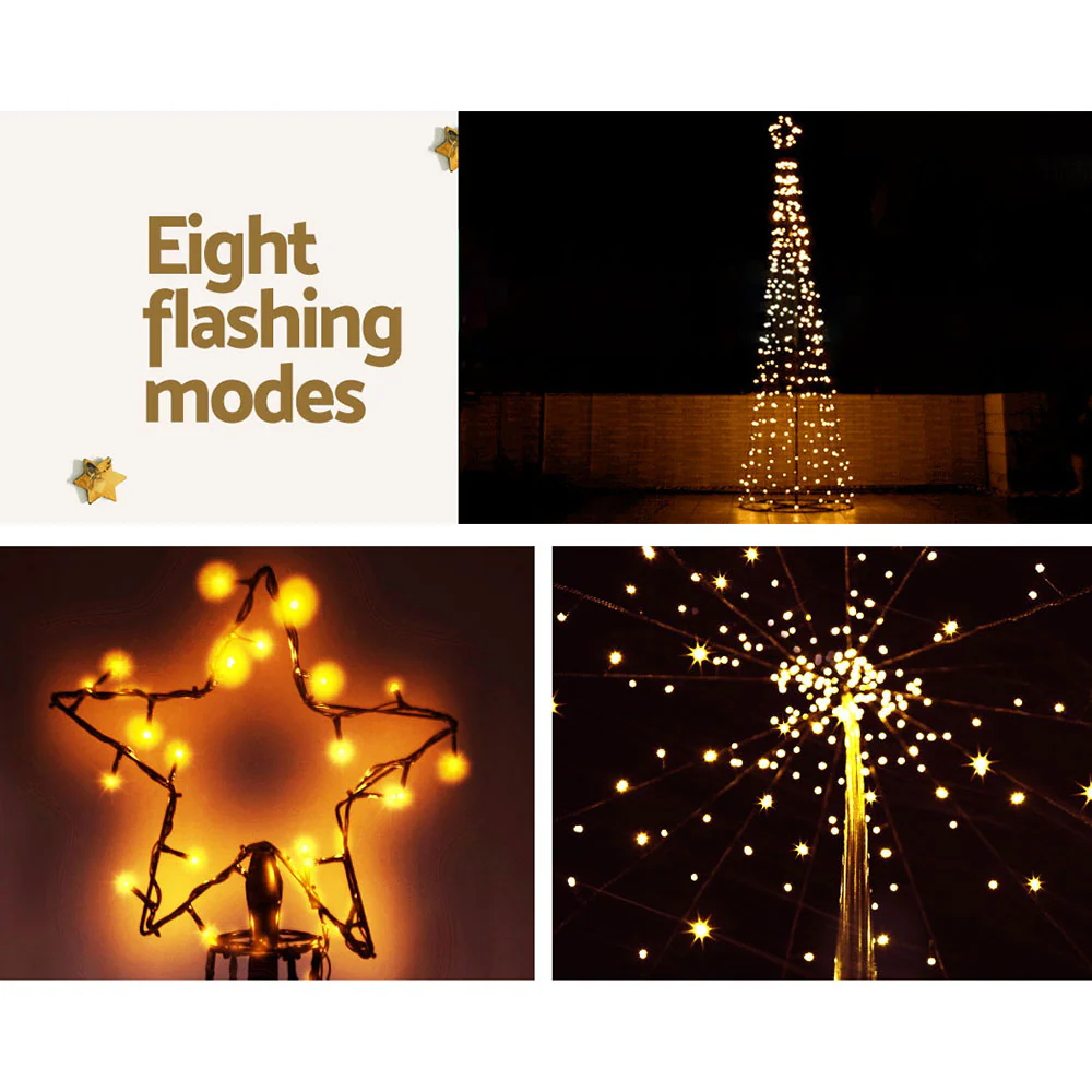12 ft 3.6m 400 LED Solar Christmas Tree Xmas Tree Decorations 8 Light Modes - Warm White - Nurns