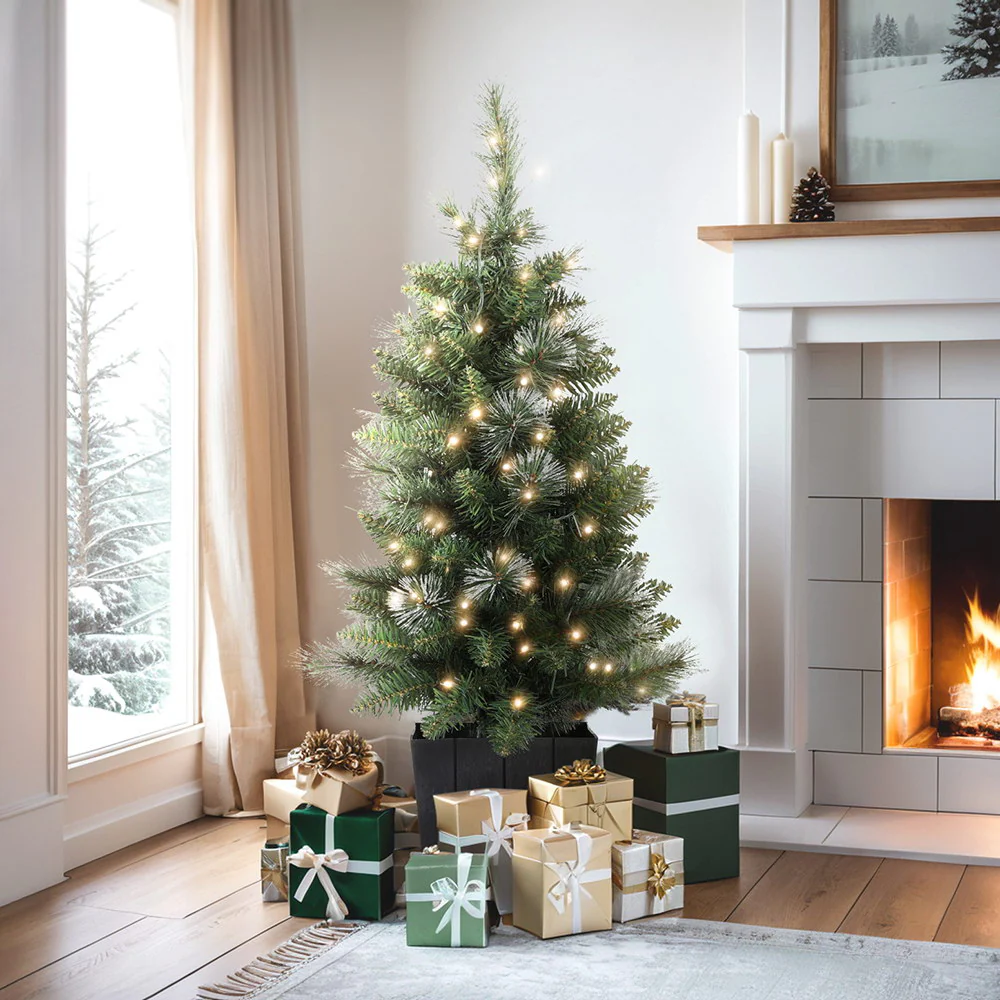 3ft 90cm 80 LED Christmas Tree Potted Xmas Party Decorations - Nurns