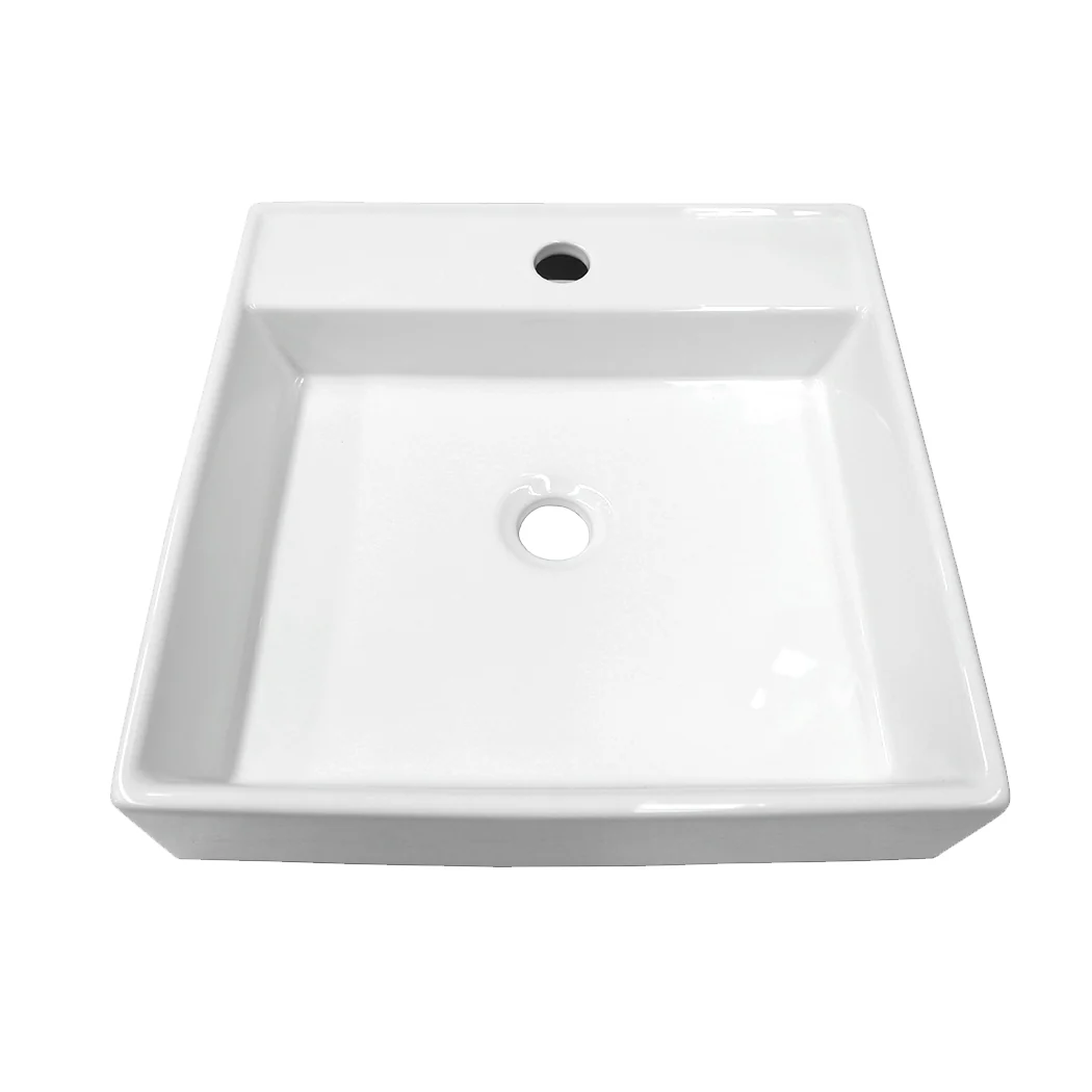 44x44cm Ceramic Basin Bathroom Wash Counter - Square - Nurns
