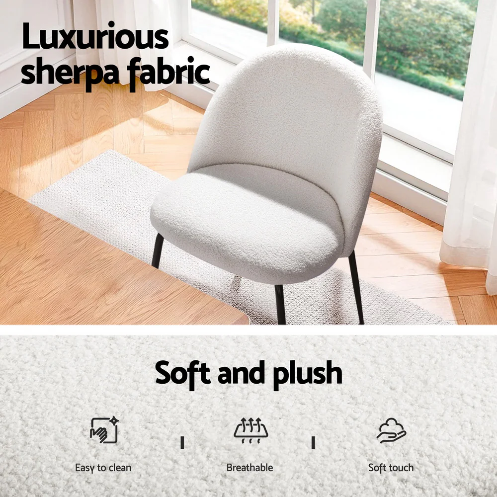 5-Piece Rocco White Dining Table & Chair Set Sherpa - Nurns