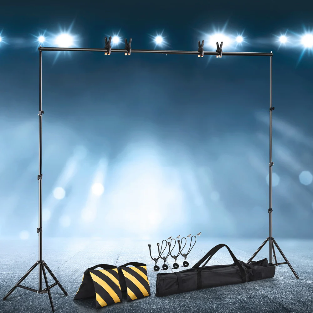 2.5x3M Photography Backdrop Stand Kit Studio Screen Photo Background Support Bag - Nurns