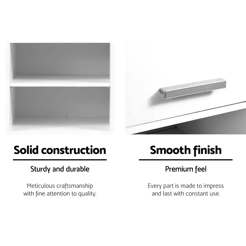 185cm Bathroom Tallboy Toilet Storage Cabinet Laundry Cupboard Adjustable Shelf White - Nurns