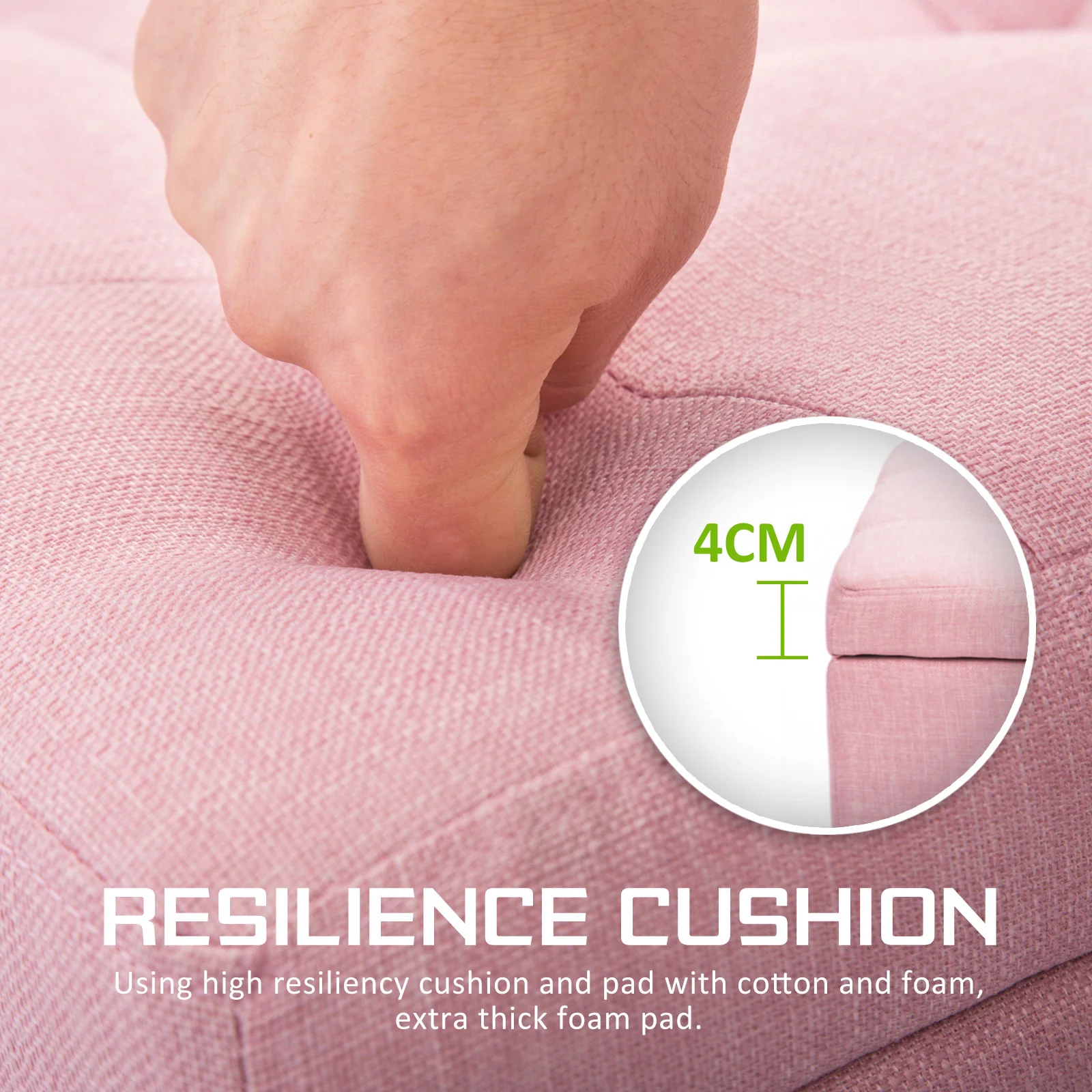 102cm Storage Ottoman Stool Fabric - Pink - Nurns