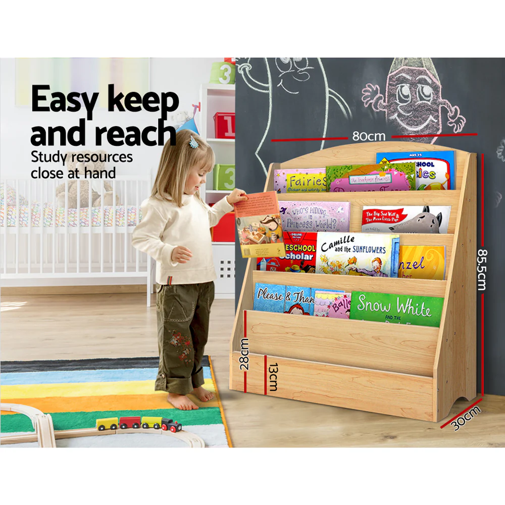 5 Tiers Kids Bookshelf Magazine Shelf Rack Organiser Bookcase Display - Nurns