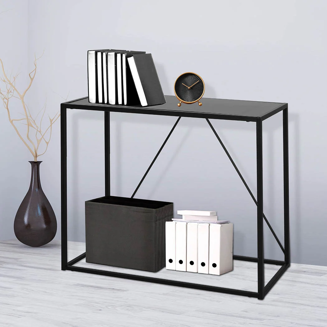 2-Tier Console Table Office Furniture - Black - Nurns