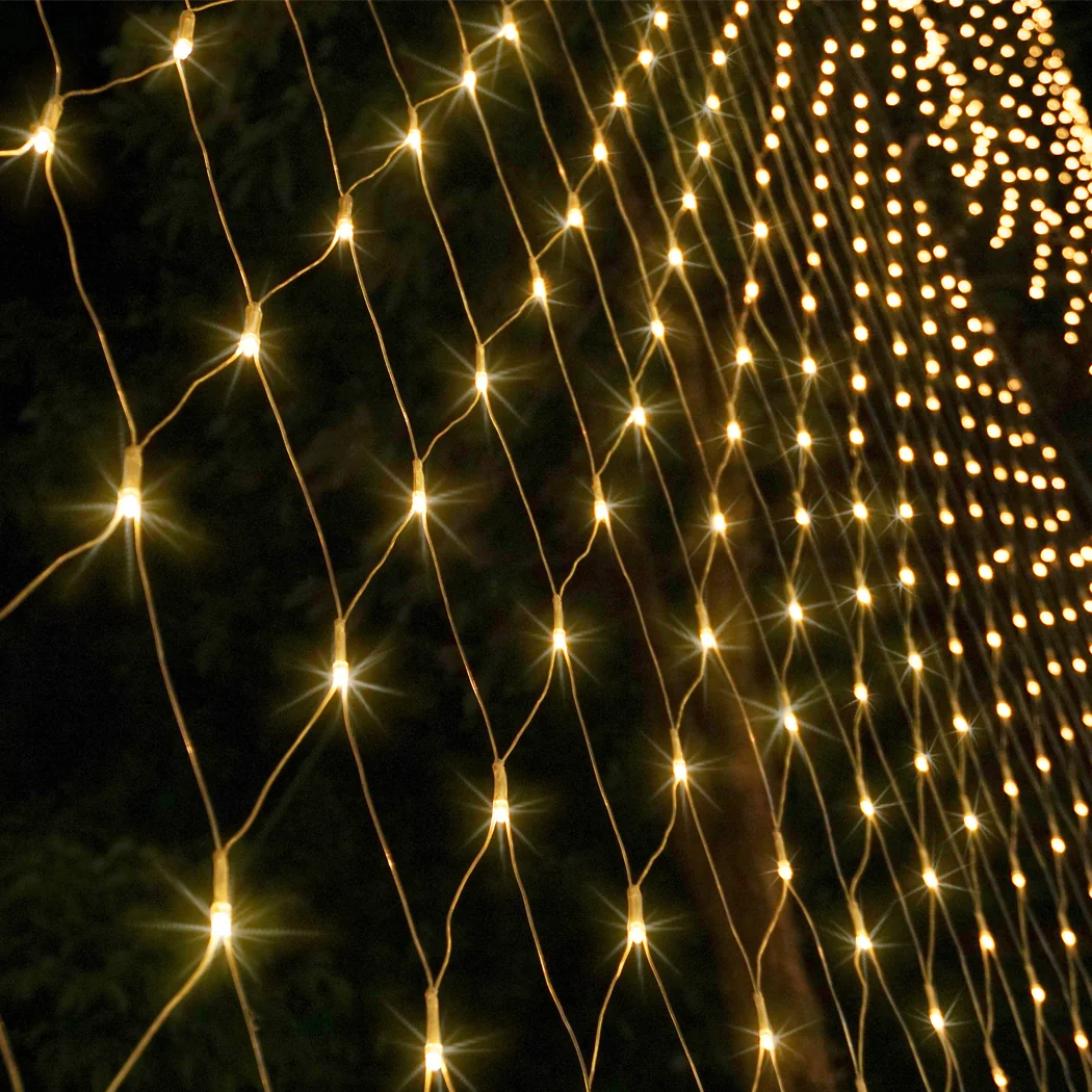 300LED Christmas Net Lights Mesh String Fairy Warm White Light Party Wedding - Nurns