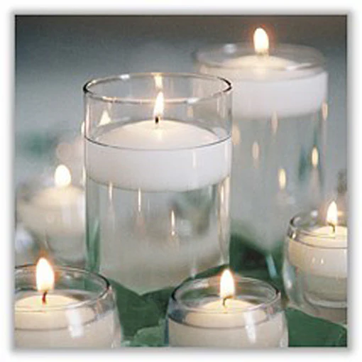 10 Pack of 6 Hour White Floating Candles - 5.8cm diameter - Wedding Party Decoration - Nurns