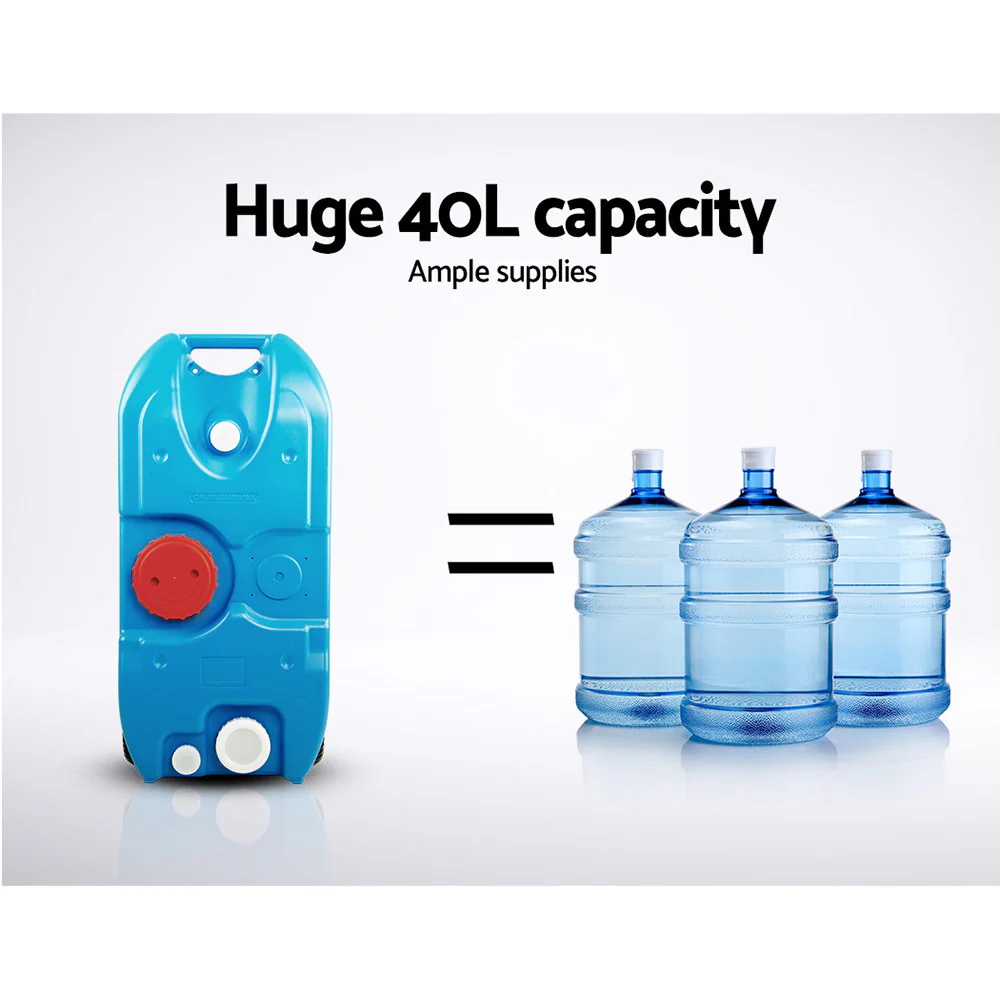 40L Portable Wheel Water Tank Camping Caravan Storage Blue - Nurns