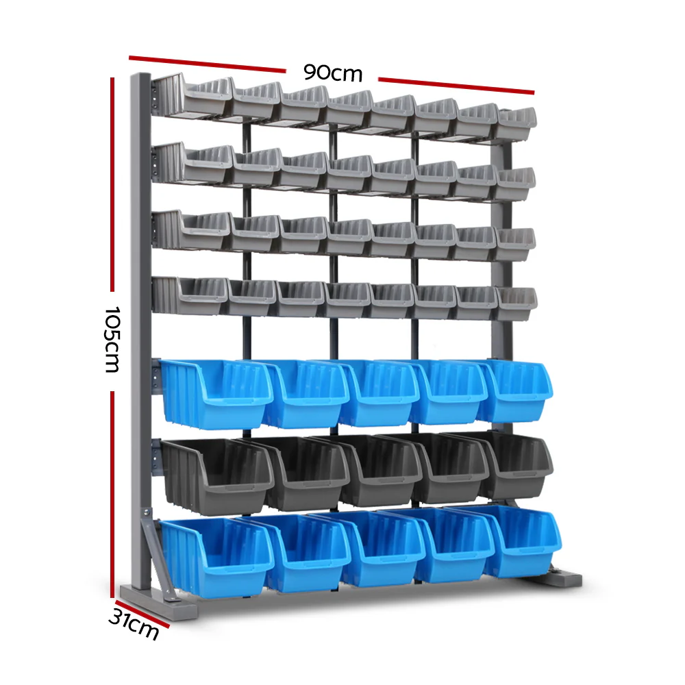 47 Storage Bin Rack Free Stand Steel Stand - Nurns