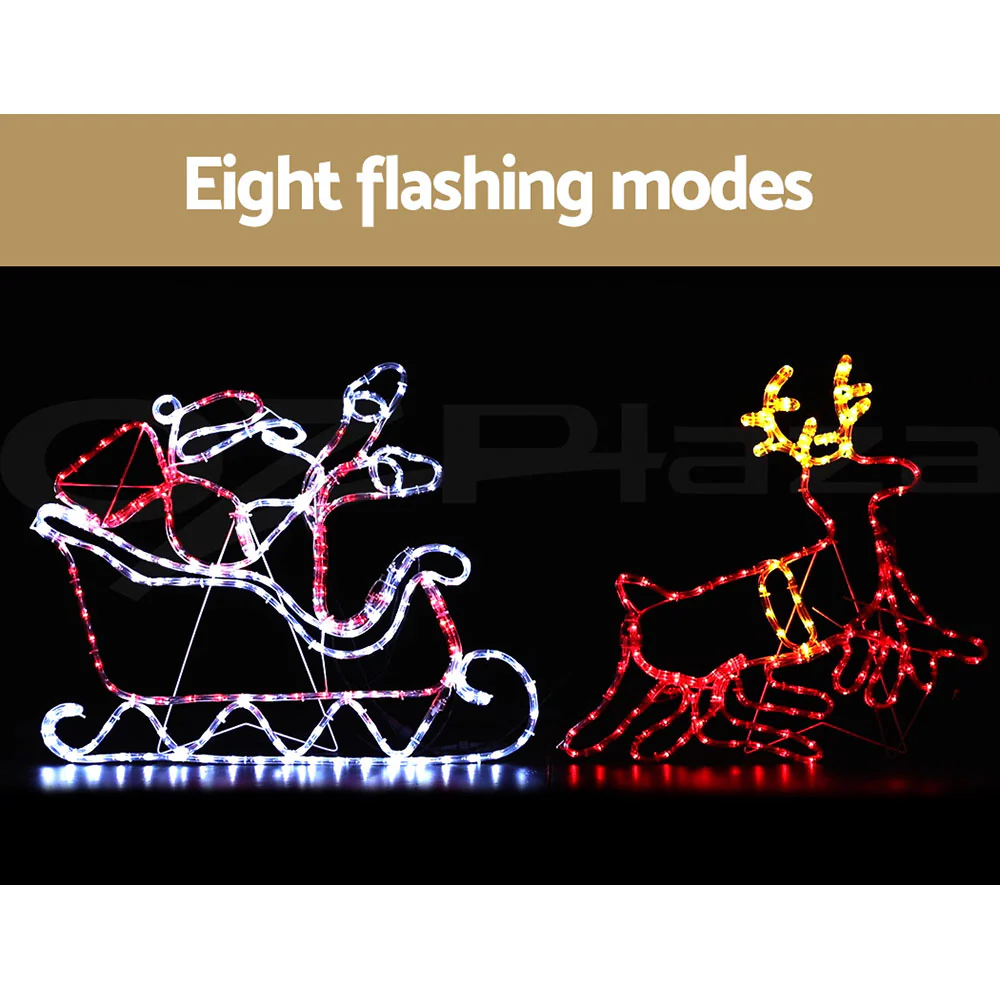 1X Christmas Lights Reindeer Sleigh 806 LED Decorations - Nurns